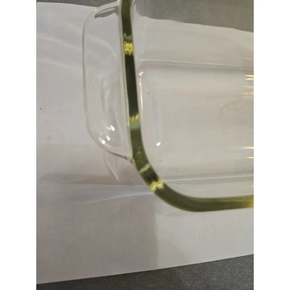 Pyrex Clear Glass Green Tint Loaf Pan  213-R- 1.5QT /1.5L Made In USA